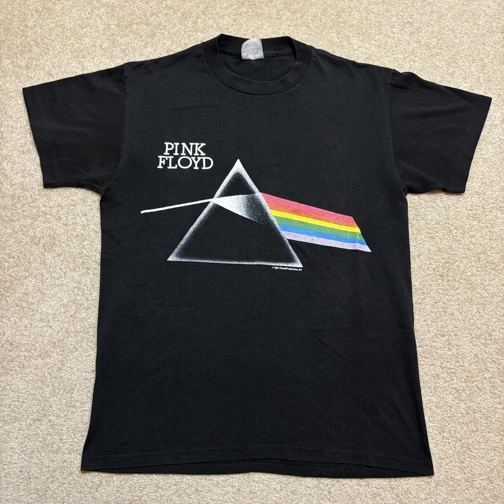 Vtg Pink Floyd Shirt Mens Medium Black Dark Side of the Moon 1987 Tour Tee USA
